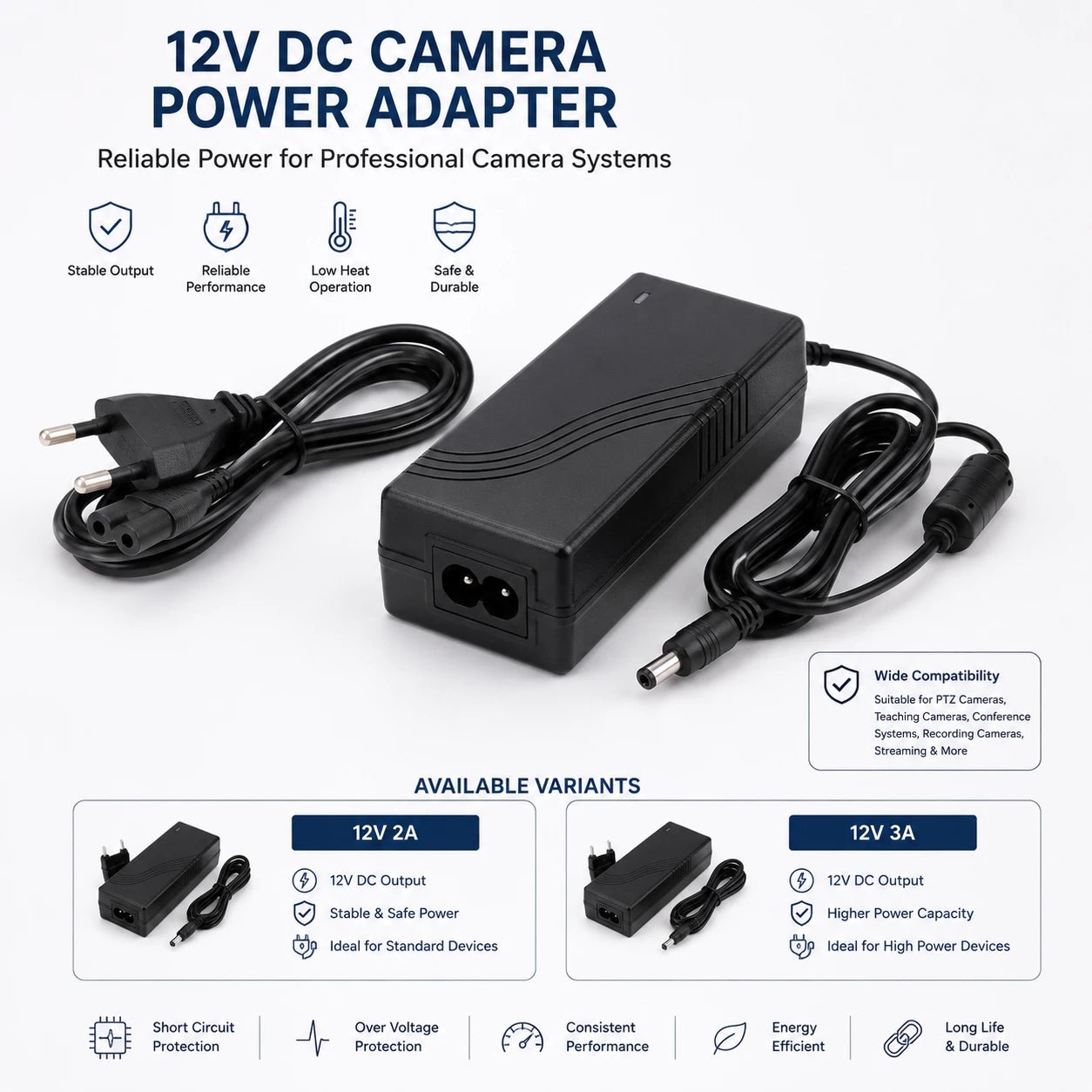 12V DC Camera Power Adapter - Creators Mind Shop
