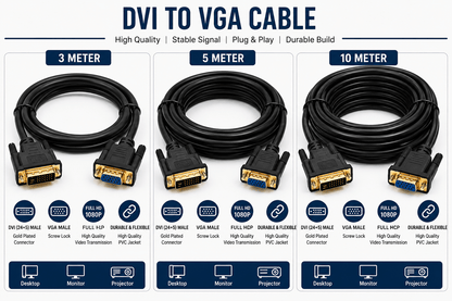 DVI to VGA Display Converter Cable 3m DVI to VGA Display Converter Cable 5m DVI to VGA Display Converter Cable 10m - Creators Mind Shop