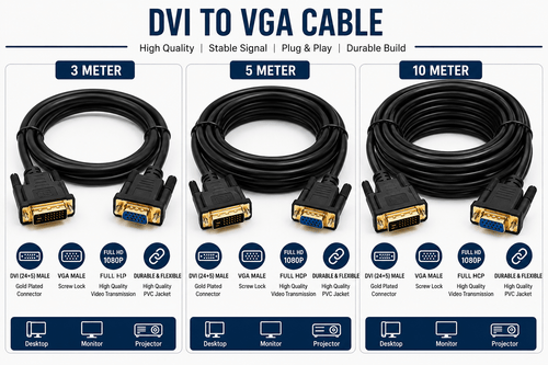 DVI to VGA Display Converter Cable 3m DVI to VGA Display Converter Cable 5m DVI to VGA Display Converter Cable 10m
