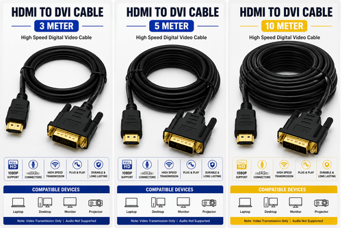 HDMI to DVI cable 3 metre HDMI to DVI cable 5 metre HDMI to DVI cable 10 metre