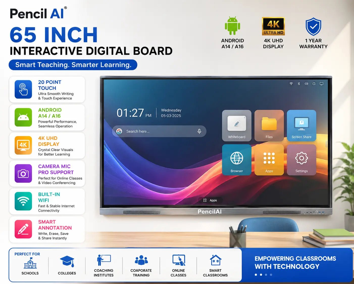 Pencil AI Interactive Digital Board - Creators Mind Shop