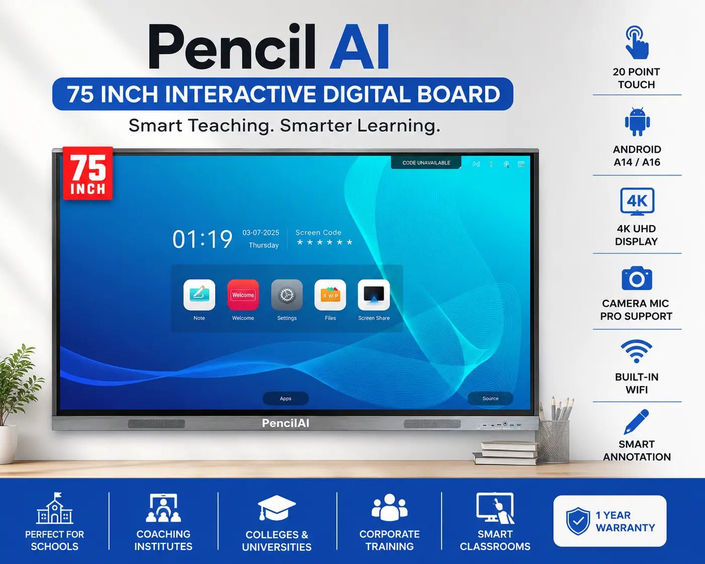 Pencil AI Interactive Digital Board - Creators Mind Shop