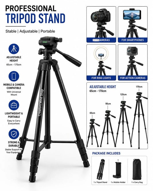 Tripod Stand for Camera, Mobile & Lighting Equipment - Creators Mind Shop